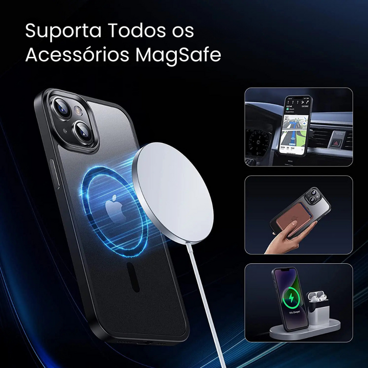 Capa MagSafe à Prova de Choques e Carregamento Rápido - iPhone