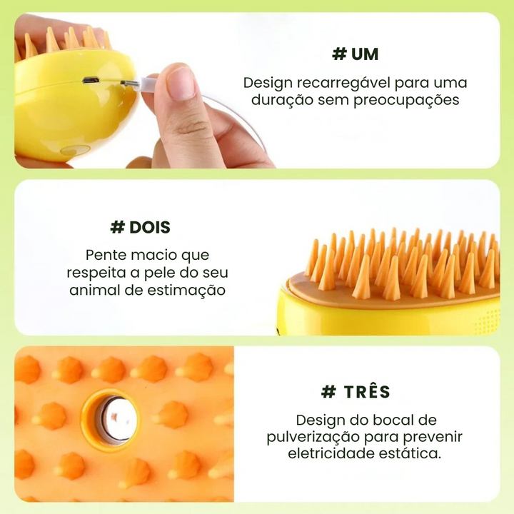 Escova de Massagem a Vapor para Cães e Gatos